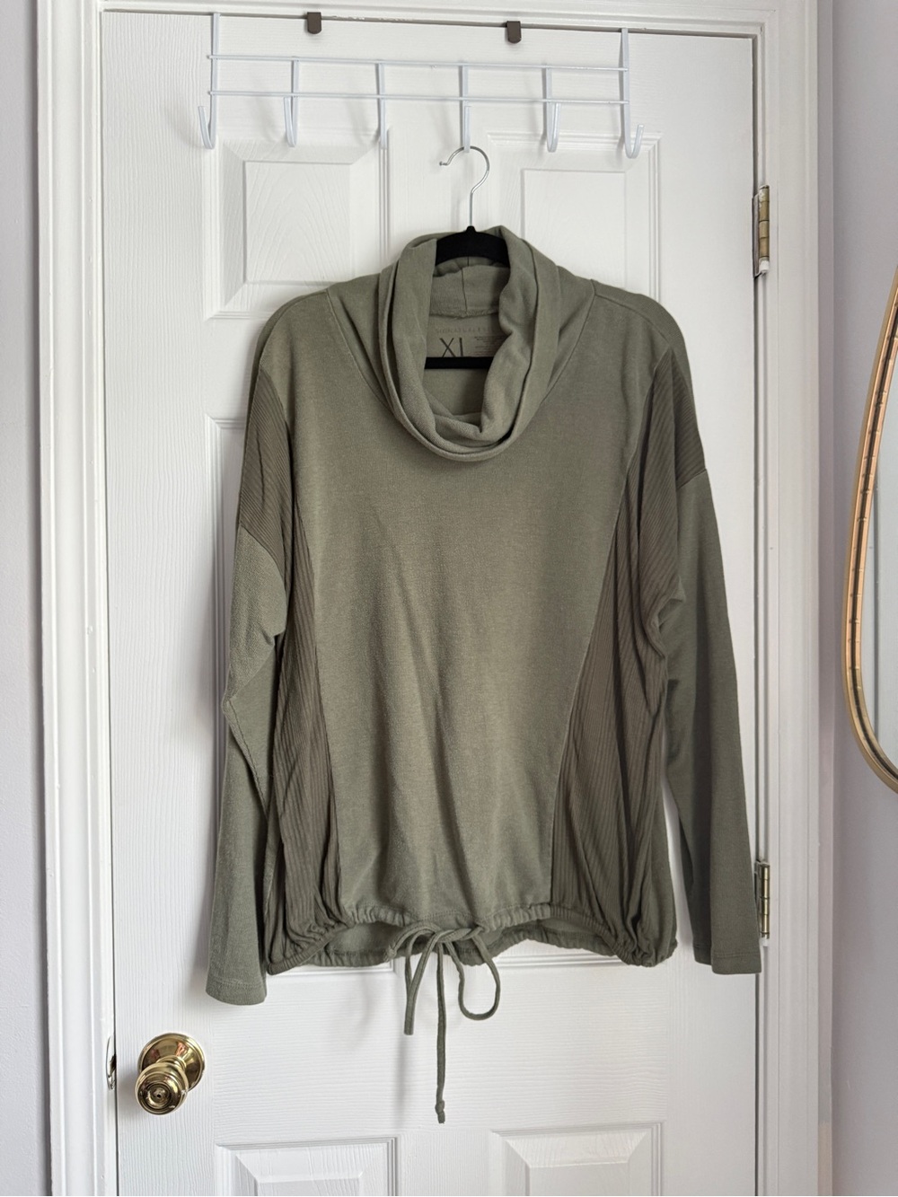 Signature Studio Sage Green Cowl Neck Pullover Tie Hem Sweater XL